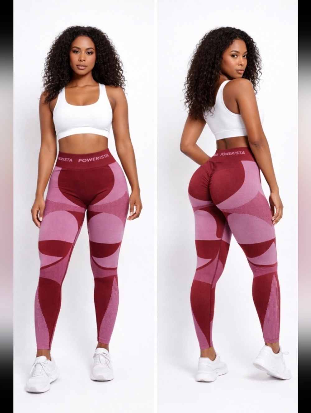 Powerista Pink Burgundy Seamless Leggings High Waist Scrunch Size S